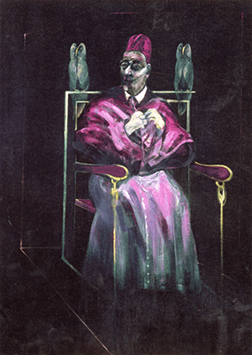 Painting (Pope with Owls), 1958. Royal Museums of Fine Arts, Belgium, Artwork: © 2021 Estate of Francis Bacon/Artists Rights Society (ARS), New York/DACS, London